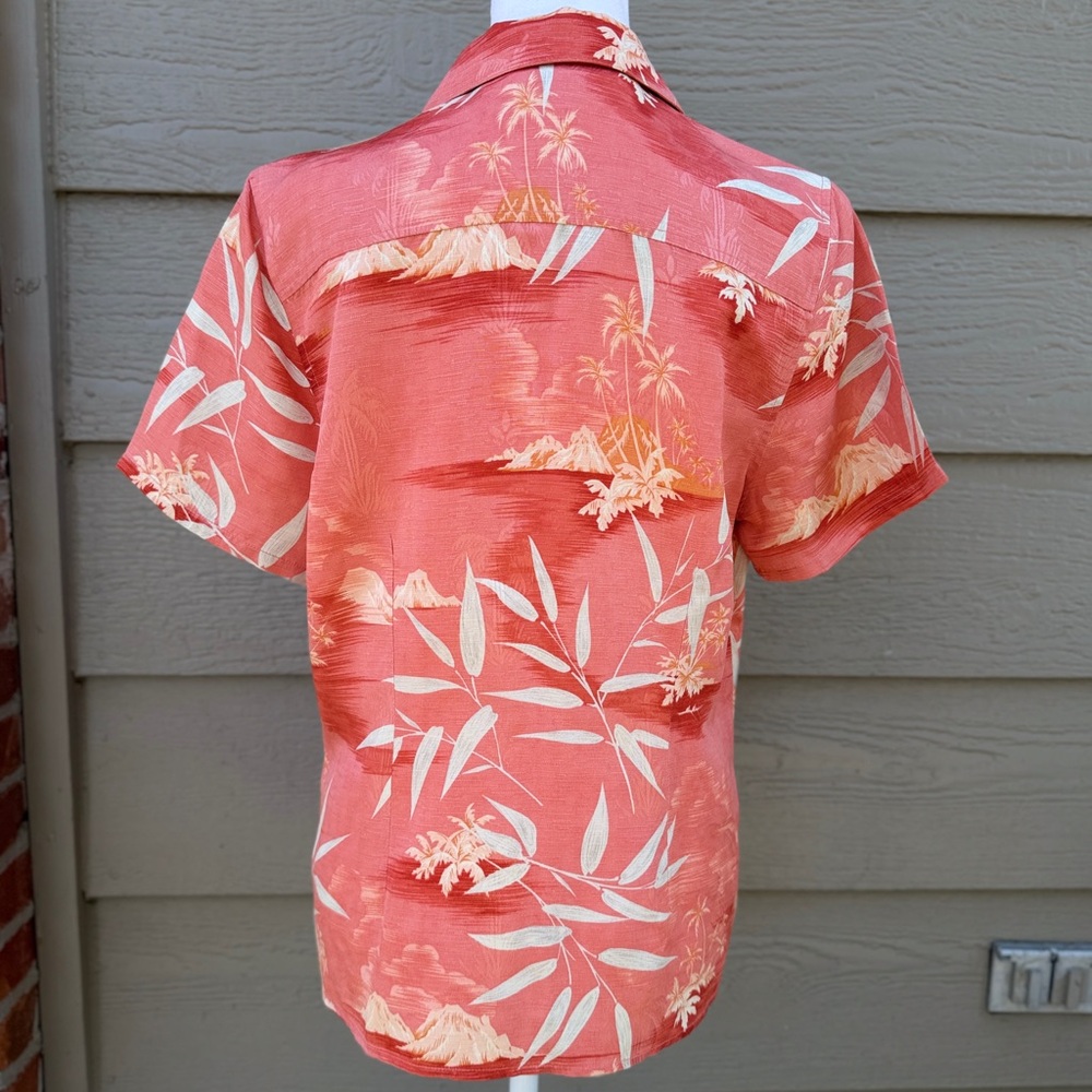 Tommy Bahama 100% Silk Floral Camp Shirt Short Sleeves Orange Vacation Resort - Picture 5 of 11